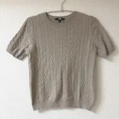 UNIQLO ユニクロ ケーブルクルーネックセーター 半袖 ベージュ L ニット