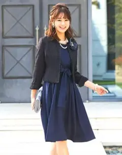 【美品】ネイビー ワンピーススーツ 　М