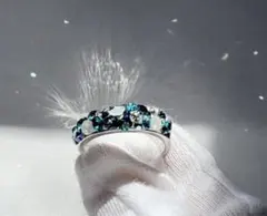 スワロフスキークリスタル使用　ご褒美　リング　指輪　カプリブルー　ハンドメイド