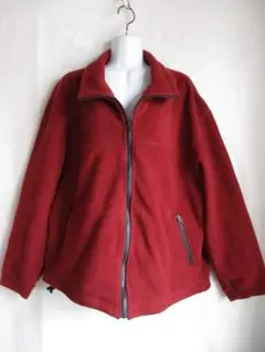 フリースジャケット　ワイン　えんじ　L　アウター　長袖　軽い　ボアジャケット