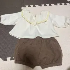 Petit main フリル付きトップスとショートパンツセット