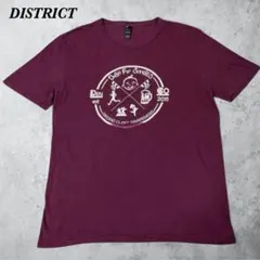 ディストリクト Tシャツ M ボルドー プリント 古着 メンズ アメカジ 半袖