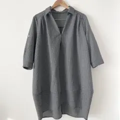 サイズ大きめ BLUE STRIVE 五分袖 ブラック・ホワイトチェック 3L