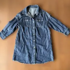 デニムシャツワンピース 七分袖