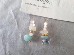 天然石ピアス☆アマゾナイト他　イヤリング　ハンドメイド