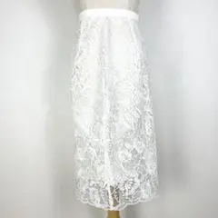 美品 ピンキー＆ダイアン 白 総レース 花柄 タイトスカート 春夏 34/XS