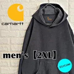 y99【Carhartt】刺繍ロゴ パーカー【メンズ2XL】グレー