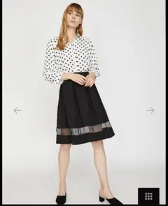 韓国　フレアスカート 黒 透け感あり