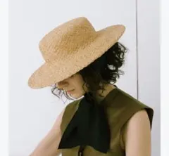 Raffia Sailor Ribbon Hat ブラック 美品 - メルカリ