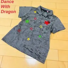 Dance With Dragon ポロシャツ スター刺繍 グレー　スパンコールのサムネイル