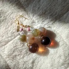 天然石 マルチカラー フープピアス