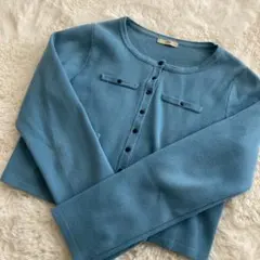 mystic 青い長袖カーディガン