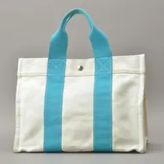 キャンバス トートバッグ ネイビー 生成り ゴールド金具 カデナ ベルト