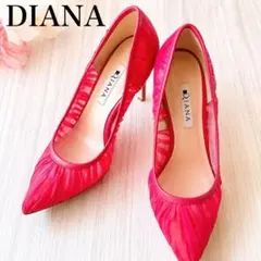 美品 DIANA シアーチュール パンプス 24 ピンク ポインテッドトゥのサムネイル