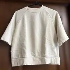 無印良品　アイボリー 五分袖カットソー