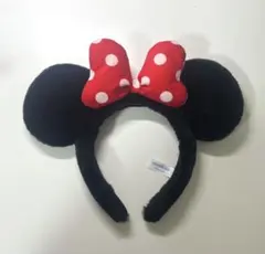 ミニーマウス カチューシャ 黒耳 赤リボン