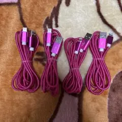 USB Lightning 充電ケーブル 4本セット ピンク2m2本1.5m2本