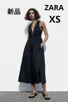 新品　ZARA ジッパーポプリンワンピース