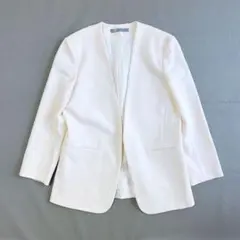 極美品✨セオリーリュクス　ノーカラージャケット　SAXONY SOFT 白