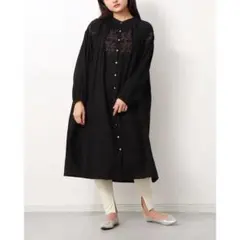 【新品】 サマンサモスモス 前開き刺繍 ワンピース ロング 長袖 黒