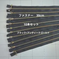 ファスナー 30cm 10本セット ブラック×アンティークゴールド