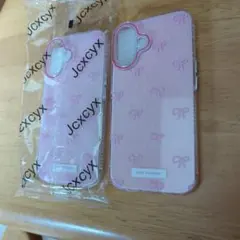 iPhone16用 ピンク リボン模様 ソフトケース　2個