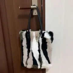 ラビットファー　マルチカラー　トートbag