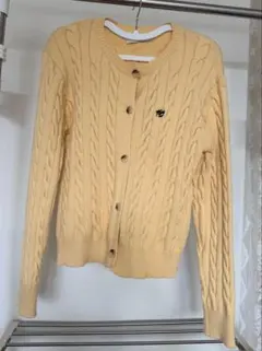 やわらかいイエローカラーが可愛いケーブルニットカーディガン春秋冬レディース