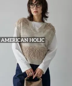 k0633 AMERICAN HOLIC ループミックスニットベスト