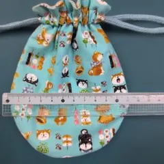 柴犬と和菓子柄 巾着袋 ハンドメイド