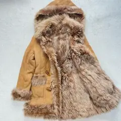毛皮 本革 ラムレザー 2way ふわふわ キャメル Lサイズ ムートンコート