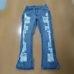 ダメージ加工フレアデニムライトブルーのサムネイル
