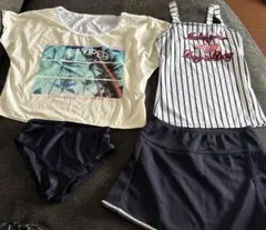 キッズ　女児　セパレート　水着　ビキニ ストライプ 150 Tシャツ スカート