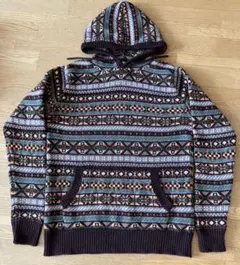 幾何学模様 フード付きニット　サイズ2 OUT OF SIGHT