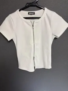 ANAP フロントチャック クロップド丈トップス ホワイトのサムネイル