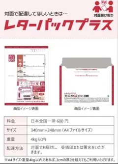 レターパックプラス A4サイズ 600円 10枚