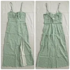 ZARA ミントグリーン 水玉 キャミ スリット ワンピース