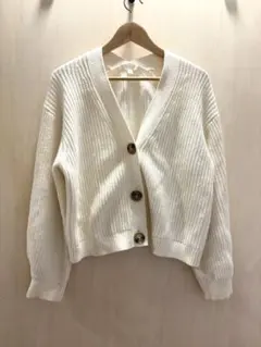 H&M ホワイト ニットカーディガン