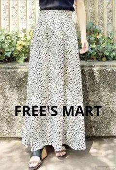 値下げFREE'S MARTレトロフラワーマキシスカートＦ フレアロング花柄 白