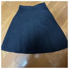 ダークグレー フレアスカート ウール混紡