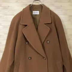 レトロ古着 アウター ウール100% チェスターコート ヴィンテージ風 茶