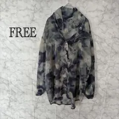 【FREE】タイダイ柄 シアーシャツ グレー ブラック フリーサイズ