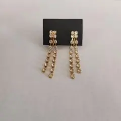 ゴールドチェーンクリアストーンイヤリング