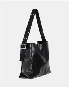 Grommet wide strap shoulder bag