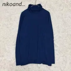ニコアンド 長袖タートルネックカットソー ネイビー (L) ストレッチ シンプル