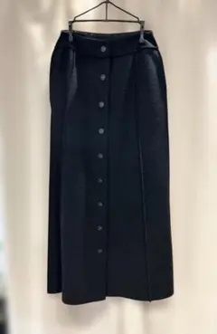 CHANEL シャネル ヴィンテージ ロングスカート P12237 ウール 黒 中古・古着通販】CHANEL (シャネル) シルクロングスカート ブラック