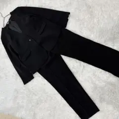 美品 ブラックノーカラージャケットとパンツのセットアップLサイズ
