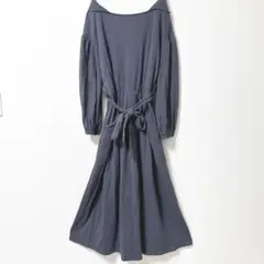 KBF ケービーエフ　ワンピース　フリーサイズ　ブルーグレー　コットン混　長袖