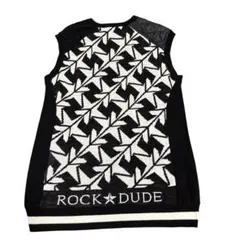 ROCK DUDE ニットベスト ブラック ホワイト　メンズウェアのサムネイル