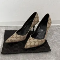 GUCCI GGキャンバス バンブーヒール パンプス ポインテッドトゥ - メルカリ